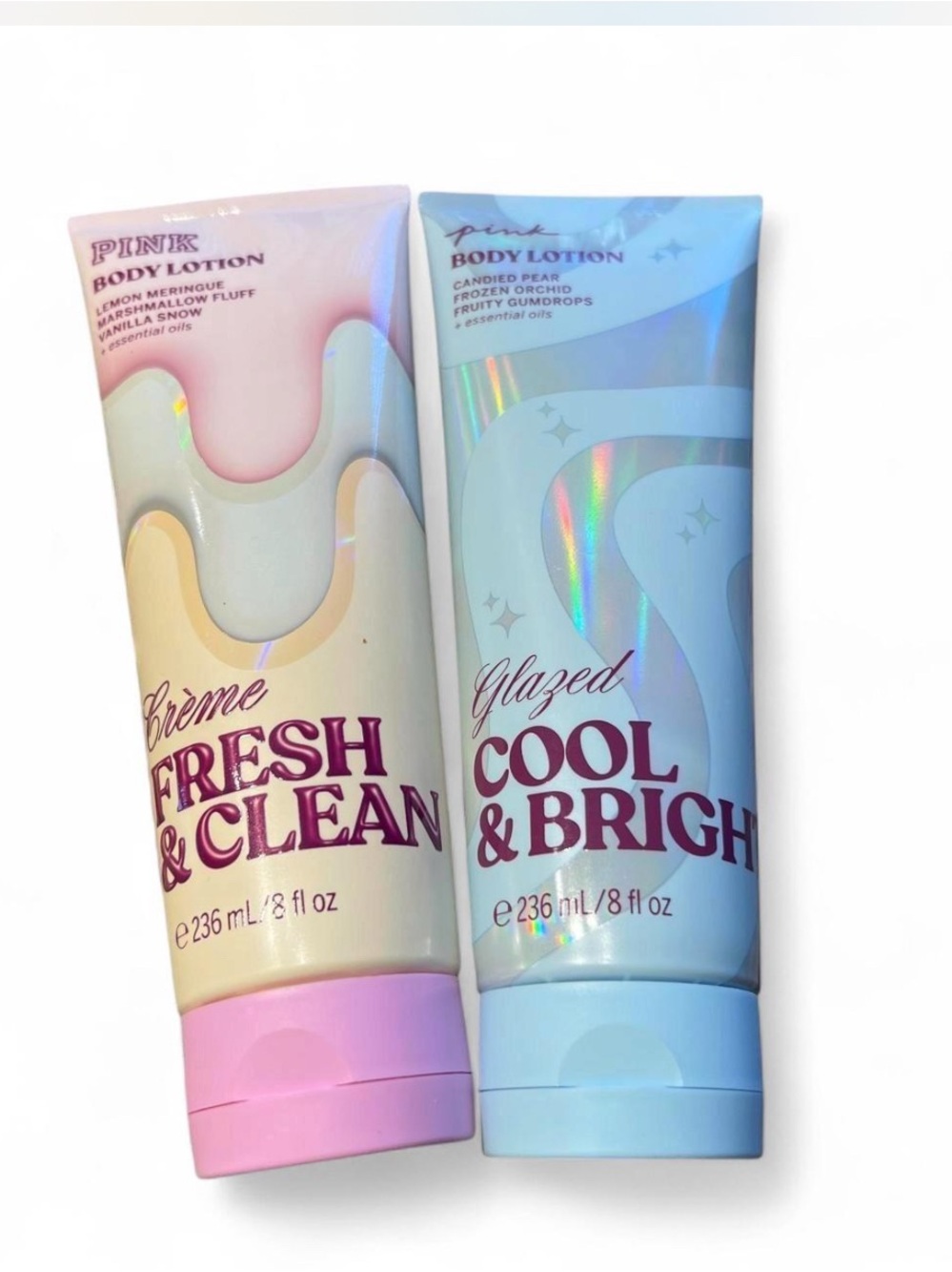 PINK Victoria's Secret Fresh & Clean Crème Body Lotion - Pink & Blue